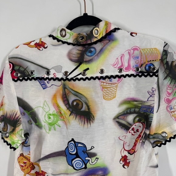 Kenzo Paris Multicolor Graphic Print Shirt Statement Short Sleeve Button Down 36 - Picture 9 of 13